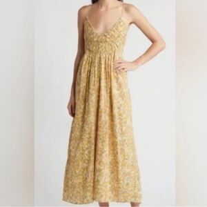 Treasure & Bond smocked bodice strappy back cotton maxi dress